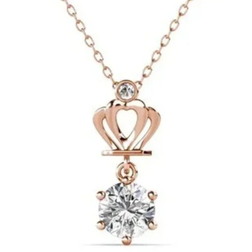 Certified 1ct. t.w. Moissanite Diamond Crown Necklace NEW
